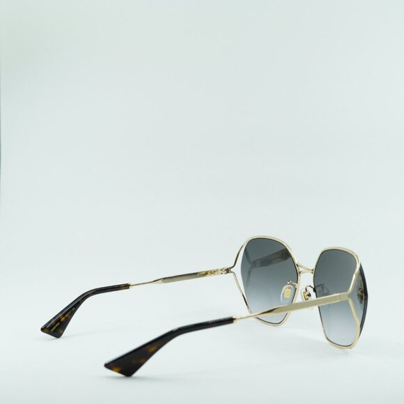 Gucci GG0818SA 005 Sunglasses Gold Geometric Frame, Grey Lenses